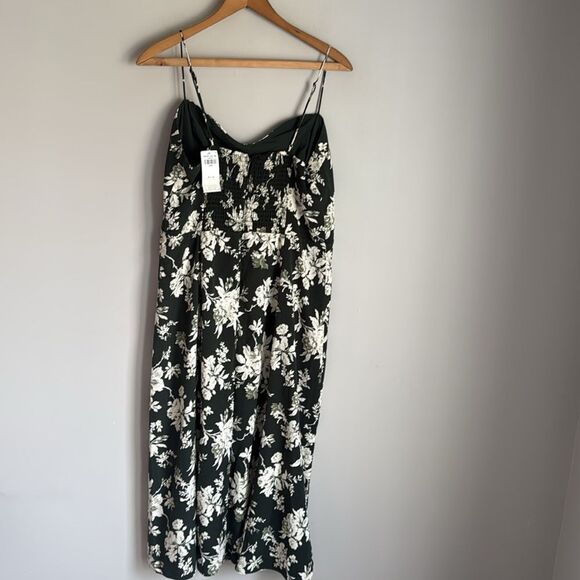 NEW Abercrombie & Fitch High-Slit Midaxi Dress green floral Large - Picture 4 of 15